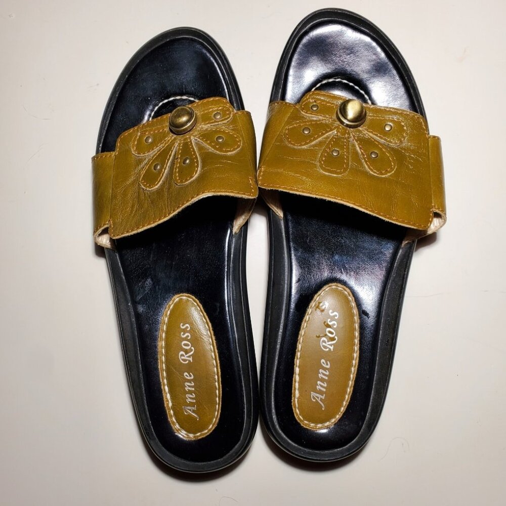 Anne Rose Olive green slip on sandals